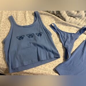 Pink Blue Butterfly 3 piece underwear Set